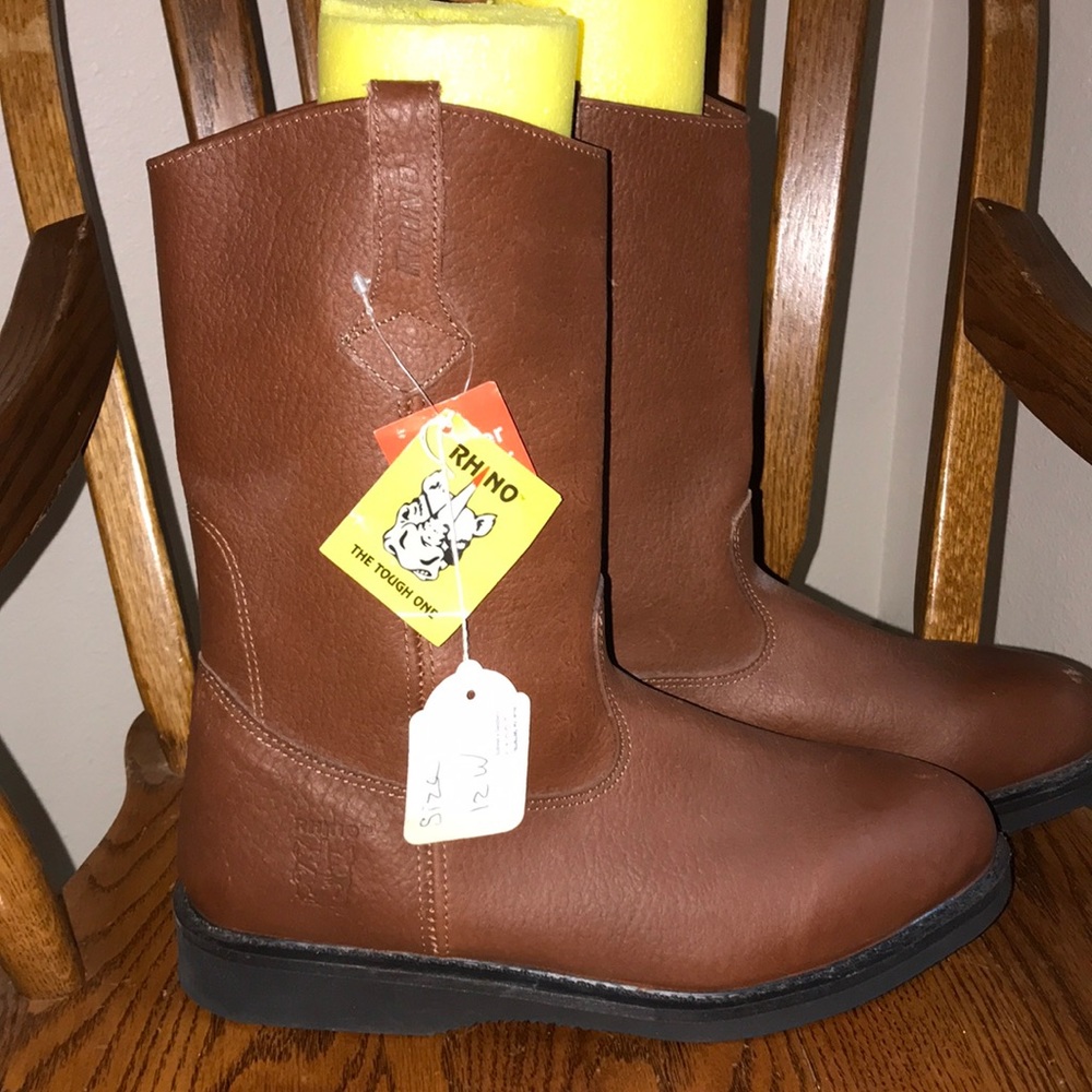 Rhino brown men’s leather boots Sz 12 NWTs